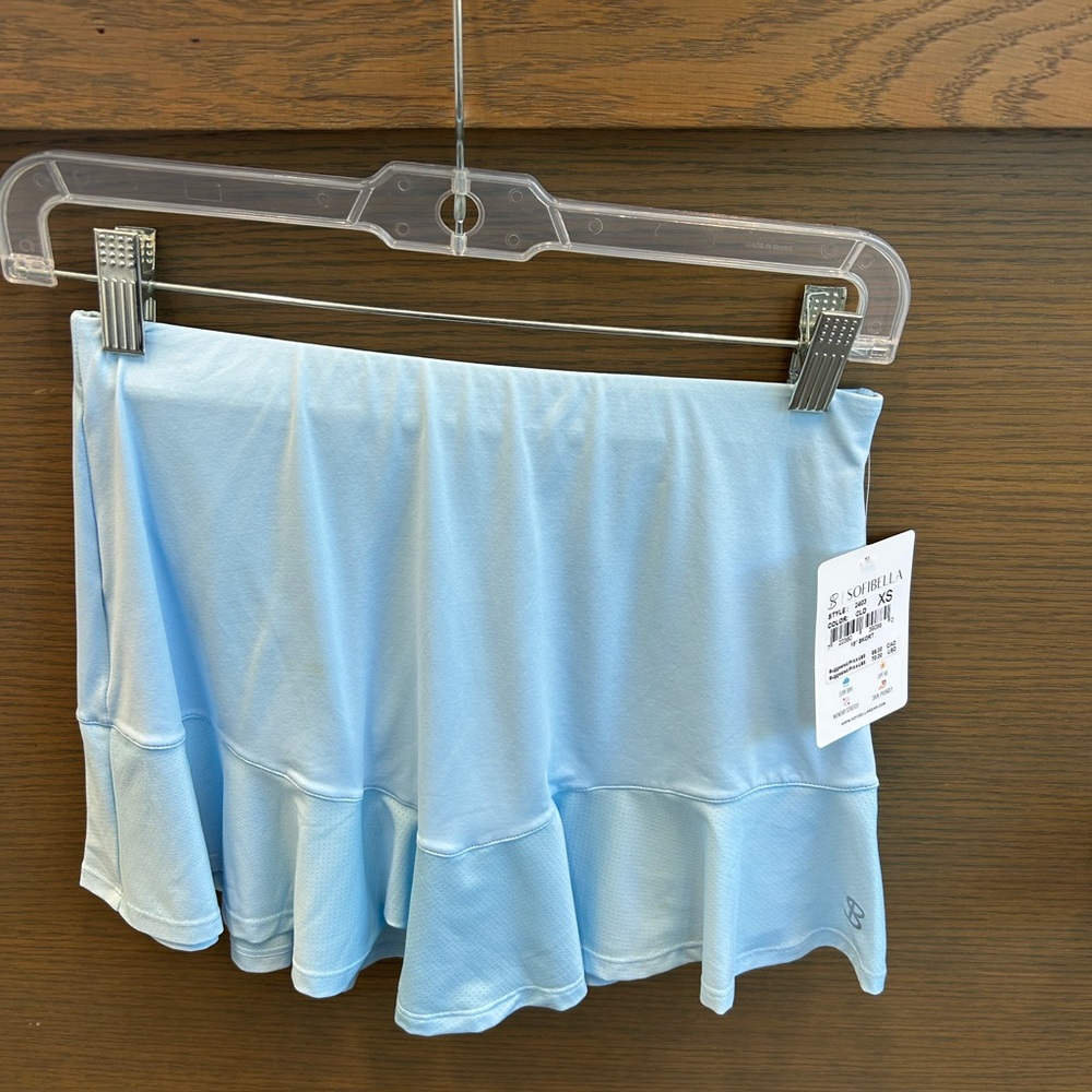 Light Blue Ruffled Mini Skirt - Picture 3 of 3